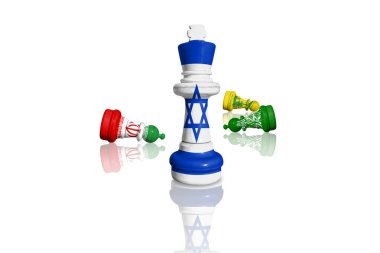 Satranç İsrail, İran, Hizbullah ve Hamas bayraklarından yapıldı 