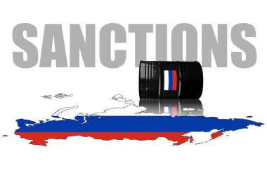 Ukrayna 'daki Rus savaşı ve saldırganlığı için yaptırımlar ve ambargo. Rusya haritalı ham petrol varili