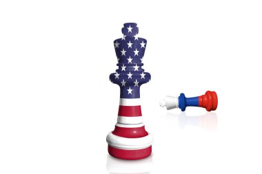 ABD ve Rusya 'nın bayraklarından yapılan satranç