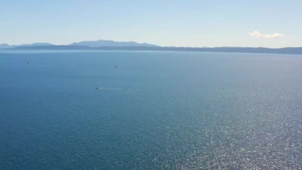 Blue Adriatic Sea City Makarska Croatia Horizon Mountains Island Hvar — Stock Video