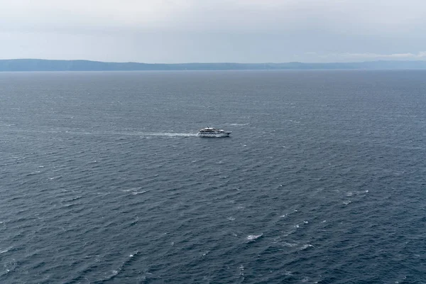 Toeristische Boot Jacht Het Midden Van Adriatische Zee Twilight Voor — Stockfoto