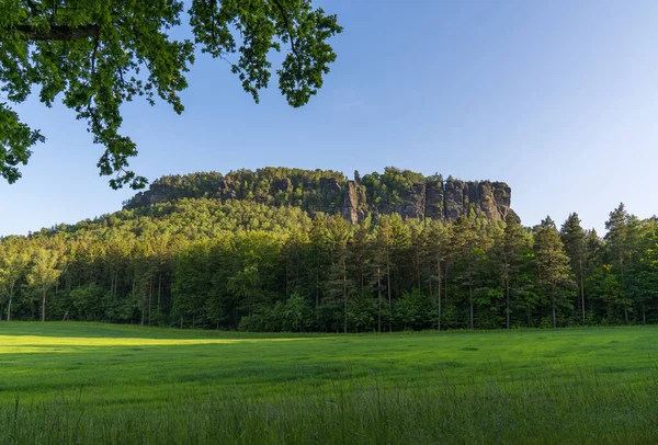 stock image Scenic mountain landscape Saxon Switzerland, Germany, Lilienstein 