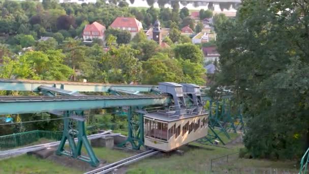 Schwebebahn Dresden One Oldest Suspended Railways World Suspended Funicular Put — Stock Video