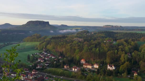 Pemandangan Indah Dari Tebing Taman Nasional Swiss Saxon Jerman Dekat — Stok Video