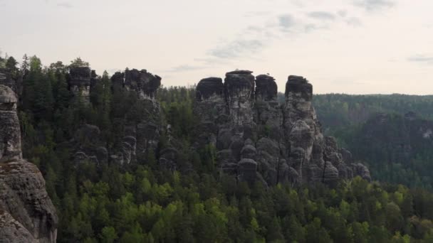 Tempat Wisata Terkenal Jembatan Bastei Taman Nasional Swiss Saxon Saxony — Stok Video