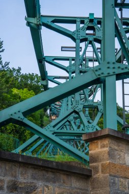 Schwebebahn Dresden one of oldest suspended railroads in world. Iron construction only. Suspension cable car, Dresden, Germany clipart