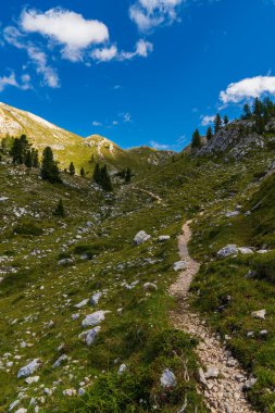 Dolomitler, yüksek tepeler ve yemyeşil çayırlarda soluk soluğa dolanan dar yaya patikaları. Yürüyüşçüler ve doğa severler için mükemmel bir yer..