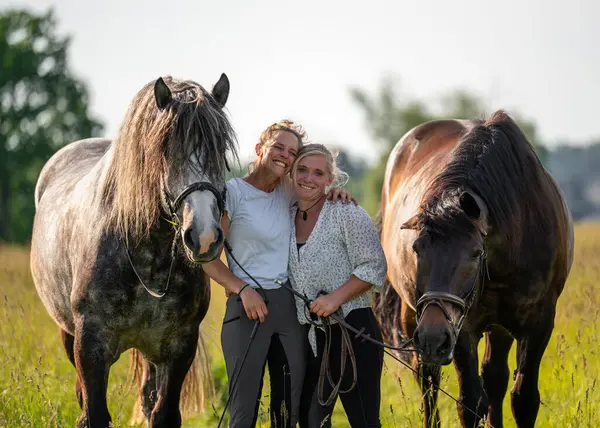 Doğada iki kadın güneşli çayırlarda atlarıyla vakit geçirirken neşeli bir arkadaşlık anı. Mükemmel bir kahkaha, sadakat ve hayvanlarla insanlar arasındaki duygusal bağ sahnesi..