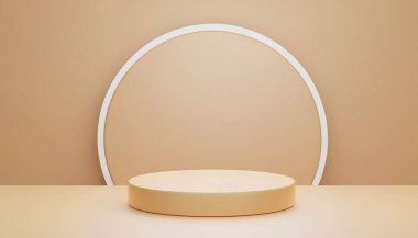 Pastel 3d arka plan ürün görüntüleme podyumu. Ürünlerin sergilenmesi ve tanıtımı için en küçük duvar sahnesi.
