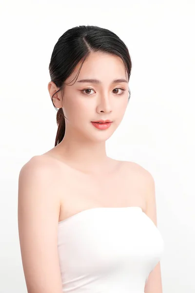 stock image Beautiful young asian woman with clean fresh skin on white background, Face care, Facial treatment, Cosmetology, beauty and spa, Asian women portrait.