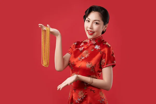 Chinese New Year Festival Beautiful Young Asian Woman Wearing Traditional Royalty Free Stock Images