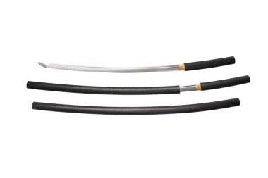 Beyaz arka planda Japon Katana kılıcı.