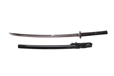 Beyaz arka planda Japon Katana kılıcı.