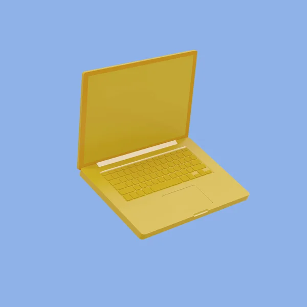 Rendering Illustration Laptop Notebook Mock Color Background Float Levitate Laptop — Stock Photo, Image