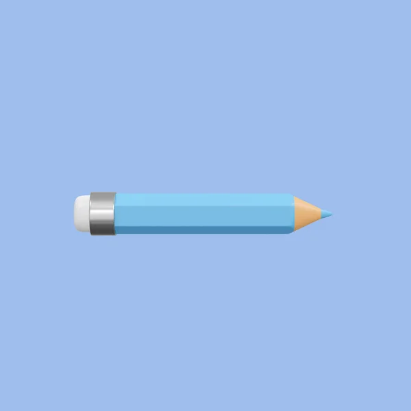 クレヨン塗装オブジェクトツールと創造的な色の背景に青い図面鉛筆アートデザインや教育文房具 3Dレンダリング — ストック写真