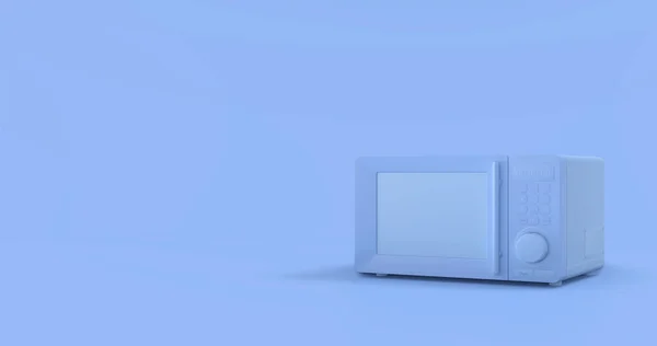 Мультипликационная Печь Одноцветная Одноцветная Монохромная Микроволновая Печь Голубом Фоне Одноцветная — стоковое фото