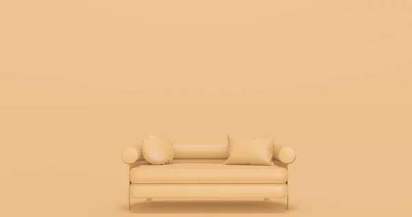 Sofá Escandinavo Moderno Renderizado Pastel Amarillo —  Fotos de Stock