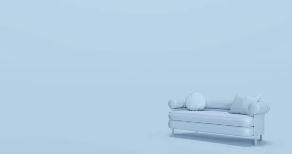 Moderno Sofá Escandinavo Renderização Azul Pastel — Fotografia de Stock