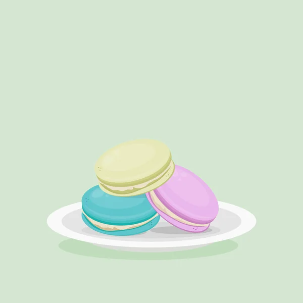 Macaroon Illustratie Een Bord Van Verschillende Kleurrijke Macarons Een Marmeren — Stockfoto