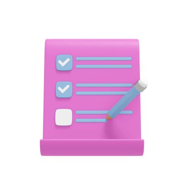 belge simgesi, mavi ve pembe renkler. 3d oluşturma