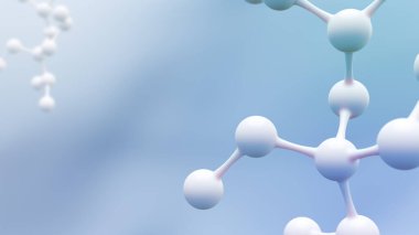 Concept realistic molecules background. Science illustration of a cream molecule. Hyaluronic acid skin solutions advertising, collagen serum drop with cosmetic advertising background. 3d rendering.