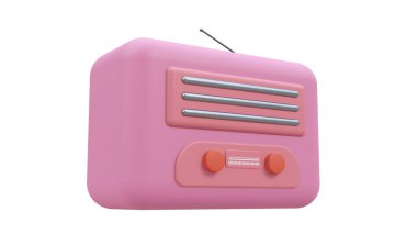 3D Radio left perspective isolated on white background