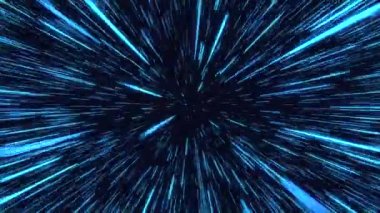 Işık Hızında Uzay Yolculuğu. Soyut ışık, fiber optik. Süper hız. Parçacık ya da uzay yolculuğu. Parçacık yakınlaştırma arka planı.