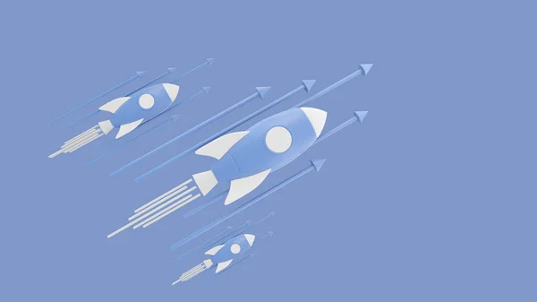 Blue Flying Space Rocket Realist Космічний Корабель Запущено Rocket Ікона — стокове фото
