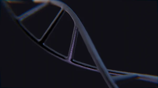 Futuristic Rotating White DNA Strand with Genetic Codes and abstract geometry. Seamless looping animation of rotating DNA strands. Animation rotation of model DNA spiral from glass and crystal, 3d render