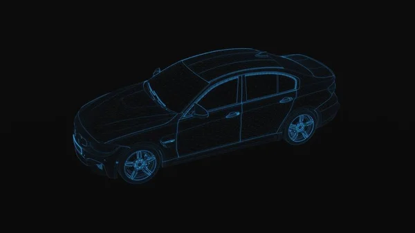 Conceito Com Holograma Azul Relação Carro Fundo Escuro Transporte Engenharia — Fotografia de Stock