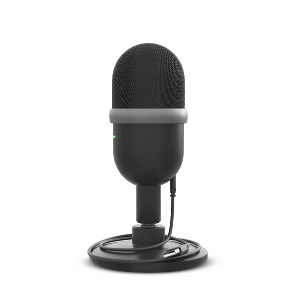 Mikrofon Usb Fehér Háttér Izolátum Koncepció Borotvás Stílusú Hangfelvétel Műsorstúdió — Stock Fotó