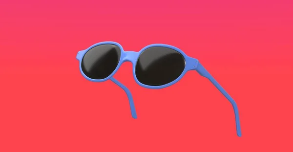 概念假期或旅行 粉色时尚太阳镜和黑色镜片的夏季物体背景与现代配饰设计 3D渲染 — 图库照片