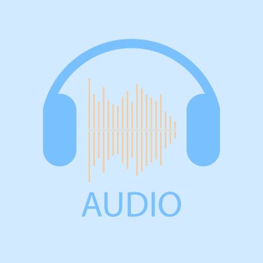 Kulaklık ikonu. Ses dalgası ikonlu kulaklıklar izole edilmiş, minimum tasarım. Vektör illüstrasyonu