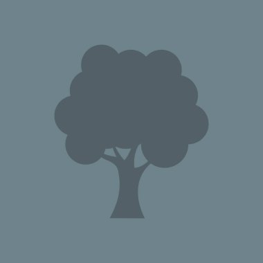 Ağaç silueti simgesi, ahşap çip, yapraklar, kocakarı taşıyıcı