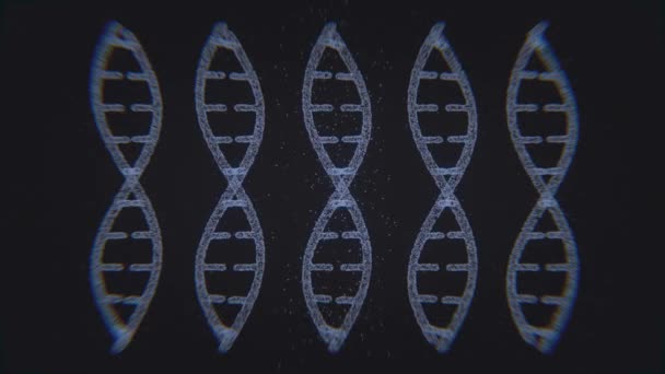 Set Dna Particles Dark Background Abstract Geometry Seamless Looping Animation — Stock Video