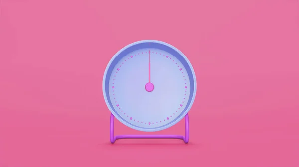 青色の目覚まし時計の時間経過 時間の経過を速く 時間の概念を移動する ピンクの背景に3Dレンダリングアニメーション — ストック写真
