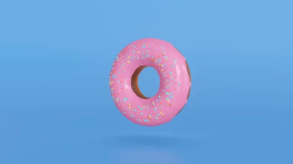 Concept Different Colors Donuts Changing Blue Background Rotating Donuts Glazed — Stock Photo, Image