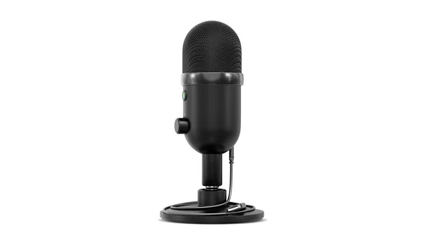 Mikrofon Usb Auf Dem Weißen Hintergrund Isolieren Konzeptionelle Sprachaufnahme Sendestudios — Stockfoto