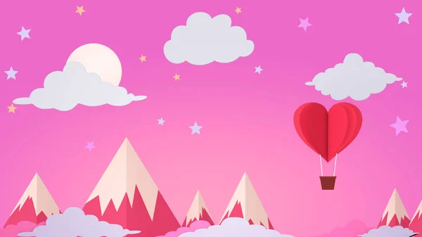Aşk Uçağı Balonu Konsepti Mor Pembe Origami Nin Kartpostal Animasyonu — Stok fotoğraf