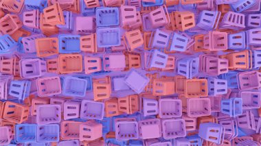 Arkaplanda sepetli plastik alışveriş sepetleri 3d rende