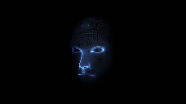 Face Scanning Digitális Kék Vonalak Csatlakoztatott Pontok Hologram Mozgás Animáció — Stock Fotó