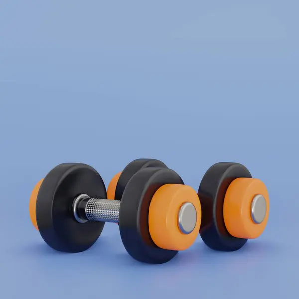Fitness Online Workout Banner Concept Realistic Dumbbells Isolated White Background — Stock Photo, Image