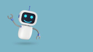 3D Render Concept gelecekteki robot sohbet robotu, bilim ve iş yapay zekası, teknoloji ve mühendislik konsepti. 3d illüstrasyon