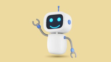 3D Render Concept gelecekteki robot sohbet robotu, bilim ve iş yapay zekası, teknoloji ve mühendislik konsepti. 3d illüstrasyon