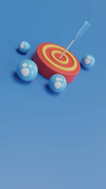 Yoğunluk hedefi ve müşteri çekimi kampanyası, tanıtım ve reklam, satış nesli, hedef müşteri konsepti. Uzayı kopyala 3d hazırlayıcı