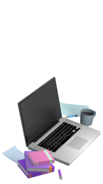 Bilgisayar, klavye, kitaplar, kahve, kağıt, fotokopi alanı olan ofis. Model modeller. 3d illüstrasyon ögeleri