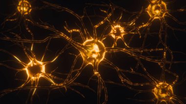 Macro Animation Neurons in the Brain. Cells Sending Electrical and Chemical Signals. 3d render animation clipart