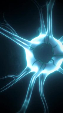 Elektron sinyalini algıla. Beyin bağlantısındaki nöral bağ. Beyindeki Macro Animasyon Nöronları. Hücreler Elektrik ve Kimyasal Sinyal Gönderiyor. 3d canlandırma canlandırması