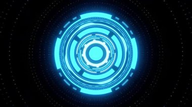 Siber punk geçmişi için hologram. Dönüyor, görünüyor ve kayboluyor. Siyah bir arkaplanda