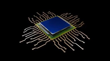 Merkezi işlemci alfa maskesinin yanı sıra yeşil ekranda da döner. 3d canlandırma canlandırması